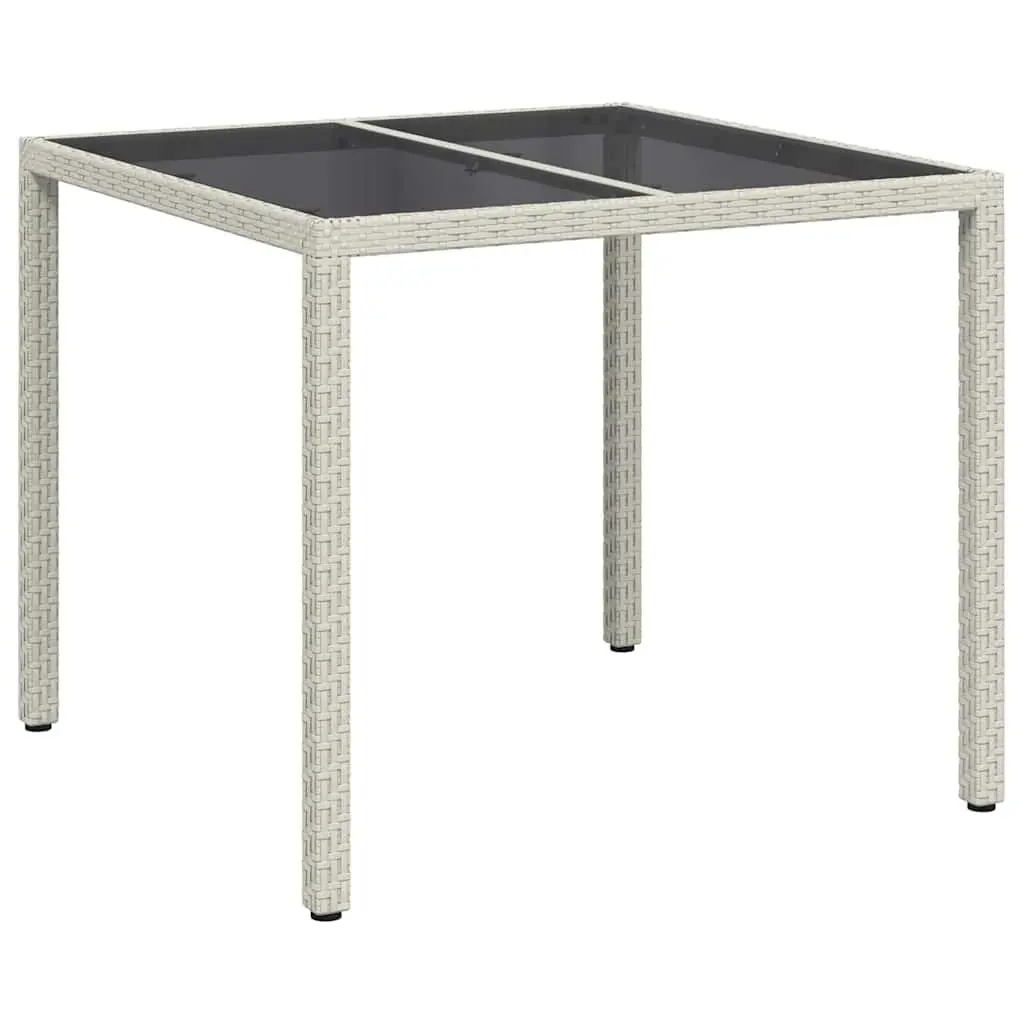 Garden Dining Table 90x90x75cm Outdoor Furniture White Poly Rattan Modern
