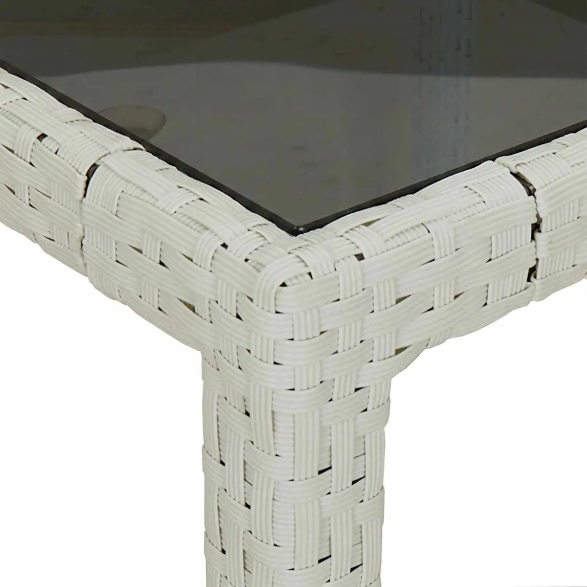 Garden Dining Table 90x90x75cm Outdoor Furniture White Poly Rattan Modern