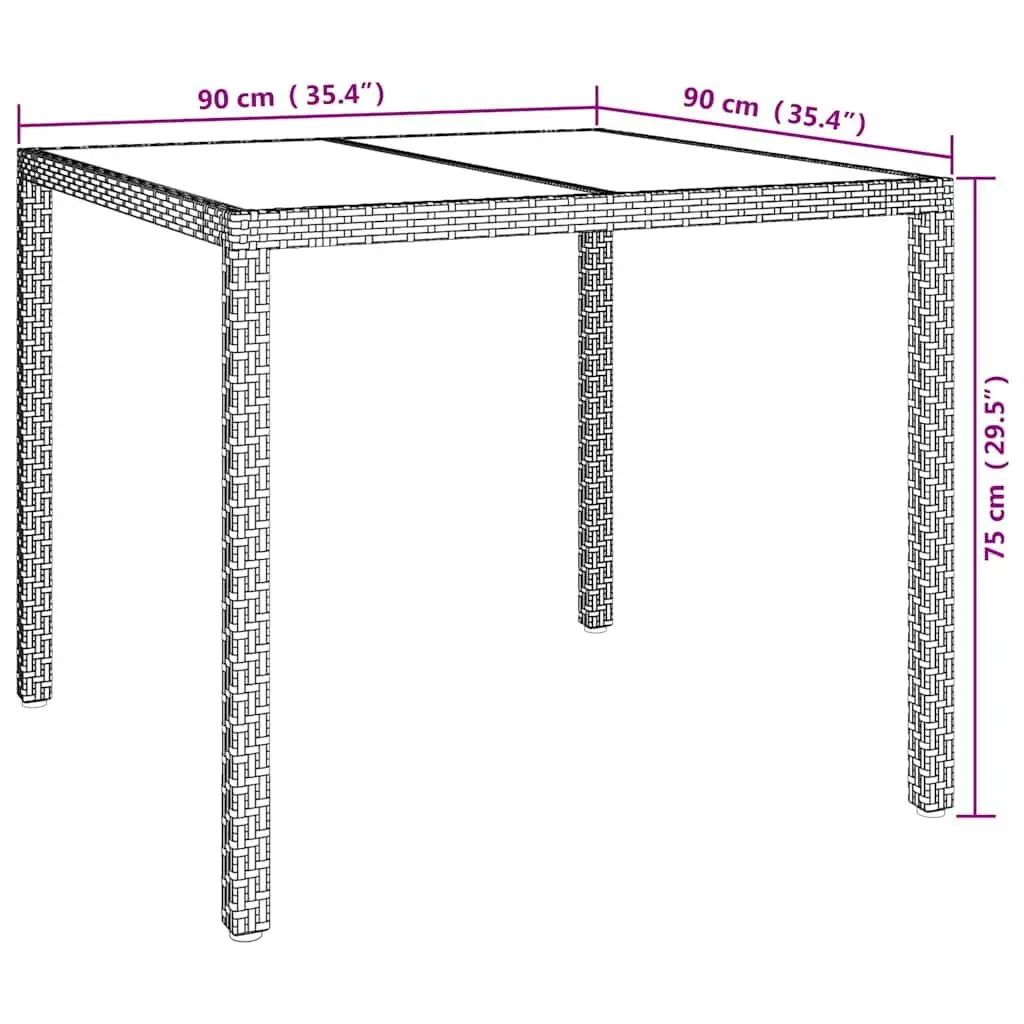 Garden Dining Table 90x90x75cm Outdoor Furniture White Poly Rattan Modern