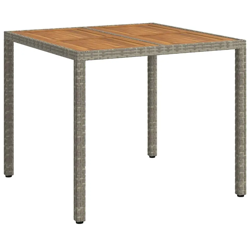 Garden Table Grey Poly Rattan Outdoor Dining Furniture 90 x 90 x 75 cm