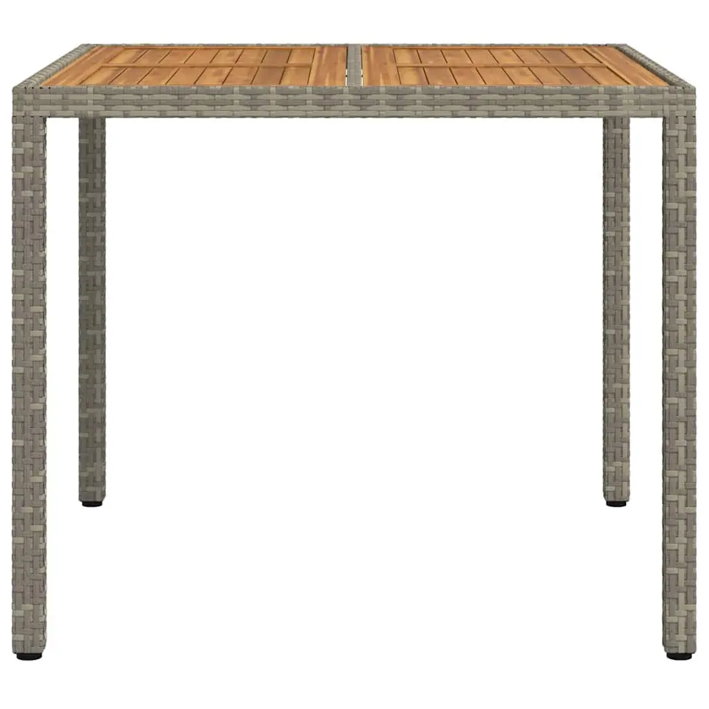 Garden Table Grey Poly Rattan Outdoor Dining Furniture 90 x 90 x 75 cm