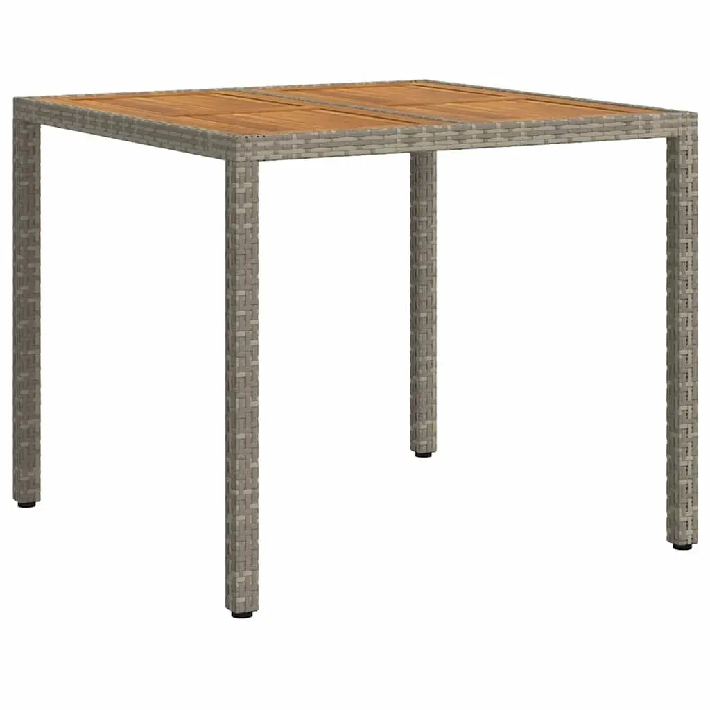 Garden Table Grey Poly Rattan Outdoor Dining Furniture 90 x 90 x 75 cm