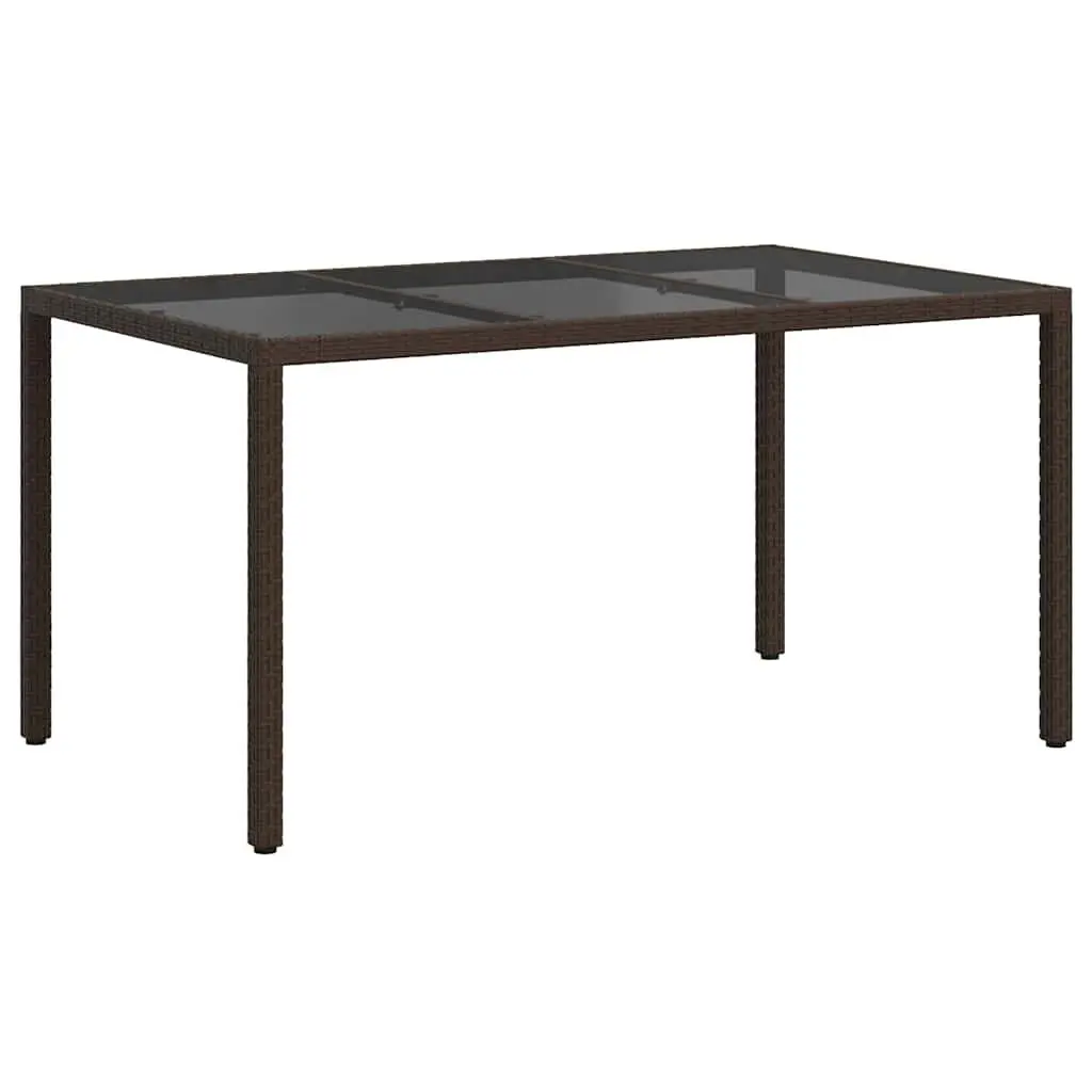 Garden Dining Table Brown 150x90x75cm Outdoor Poly Rattan Furniture
