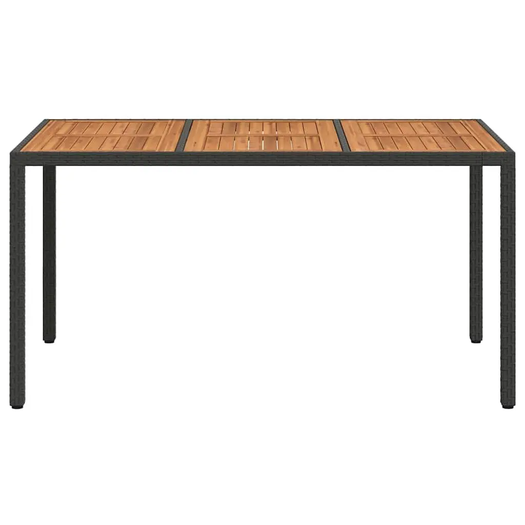 Garden Dining Table Black Poly Rattan Steel Frame 150x90x75cm