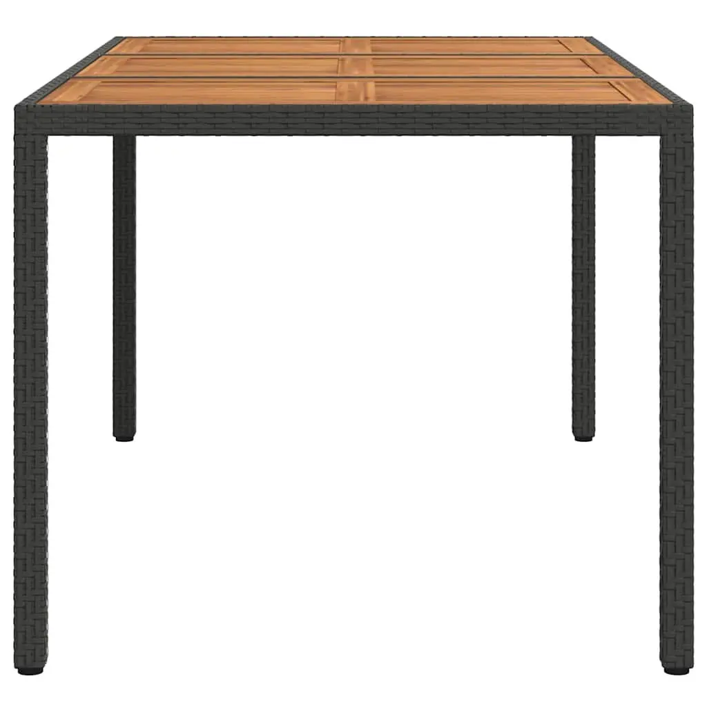 Garden Dining Table Black Poly Rattan Steel Frame 150x90x75cm