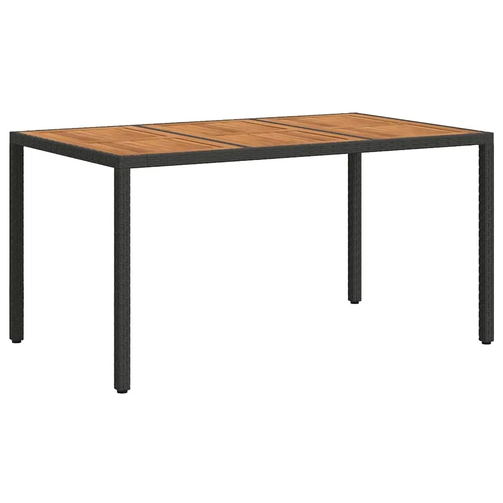Garden Dining Table Black Poly Rattan Steel Frame 150x90x75cm