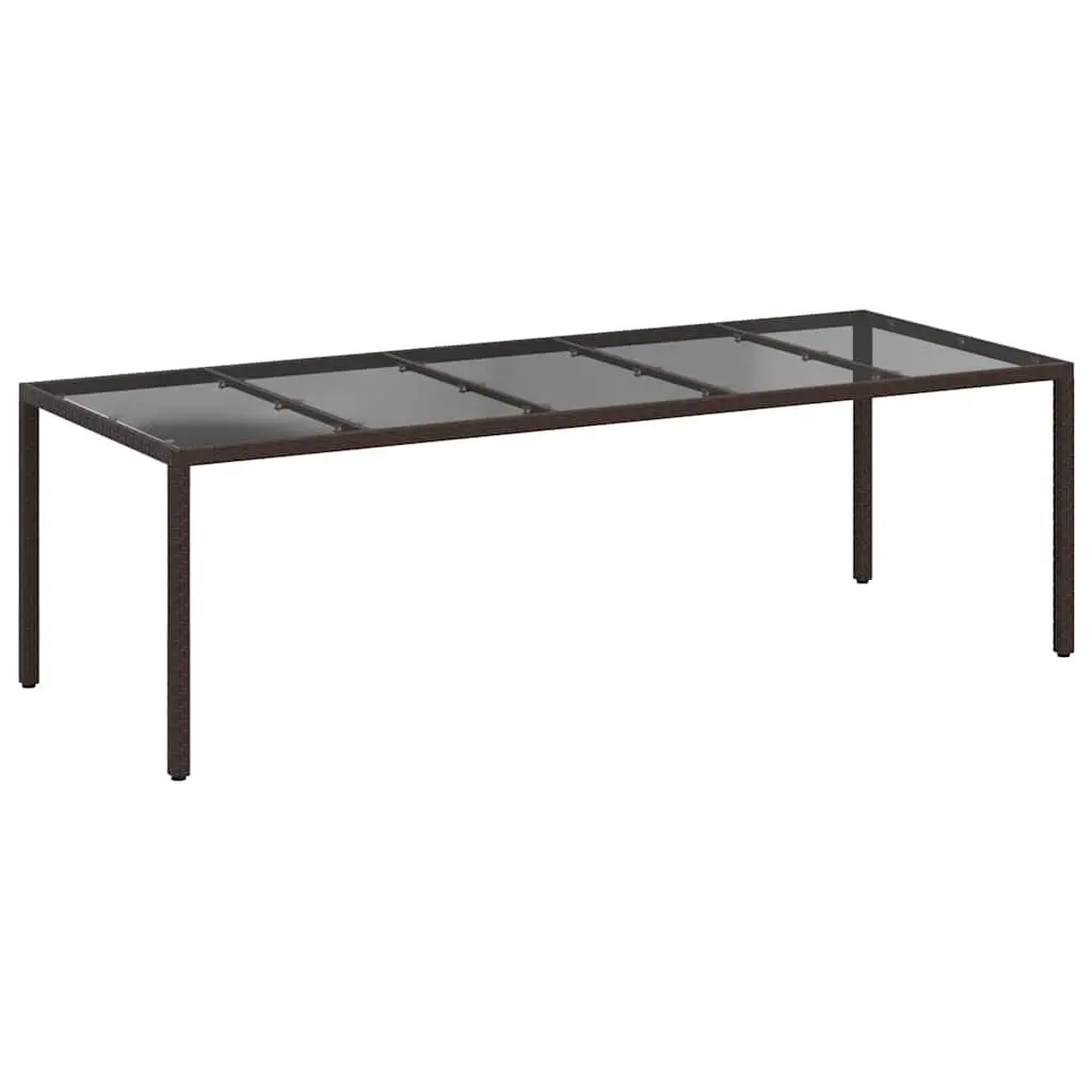 Outdoor Dining Table Brown Poly Rattan Steel Frame 250x100x75cm