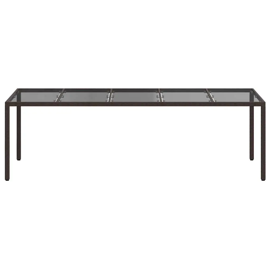 Outdoor Dining Table Brown Poly Rattan Steel Frame 250x100x75cm