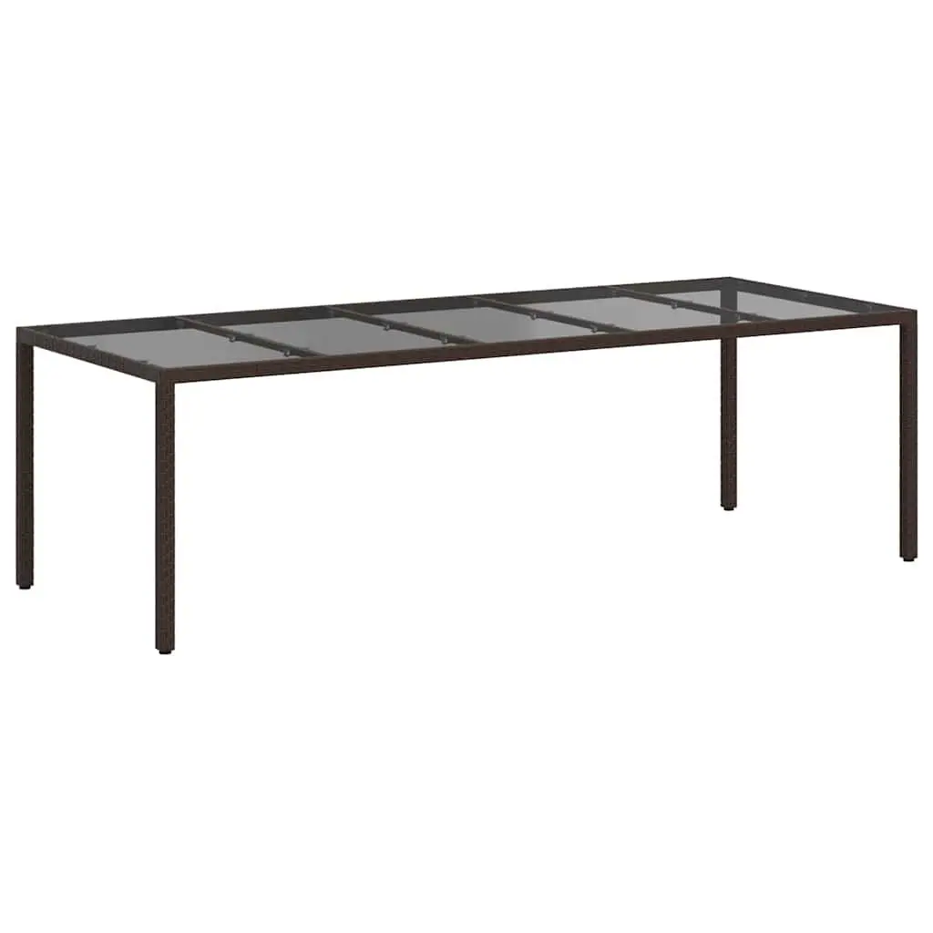 Outdoor Dining Table Brown Poly Rattan Steel Frame 250x100x75cm