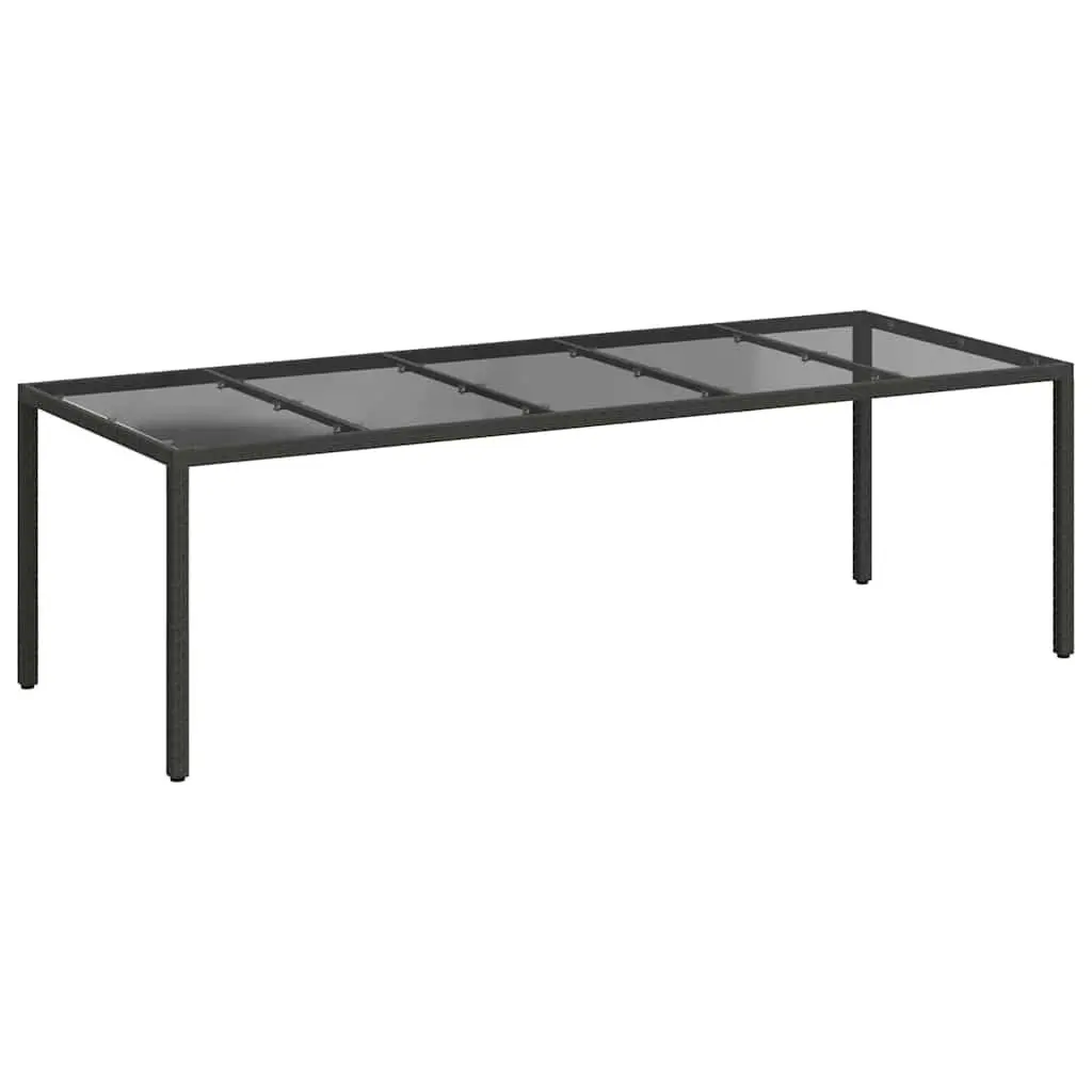 Garden Table Black 250x100x75cm Outdoor Dining Poly Rattan Steel Frame