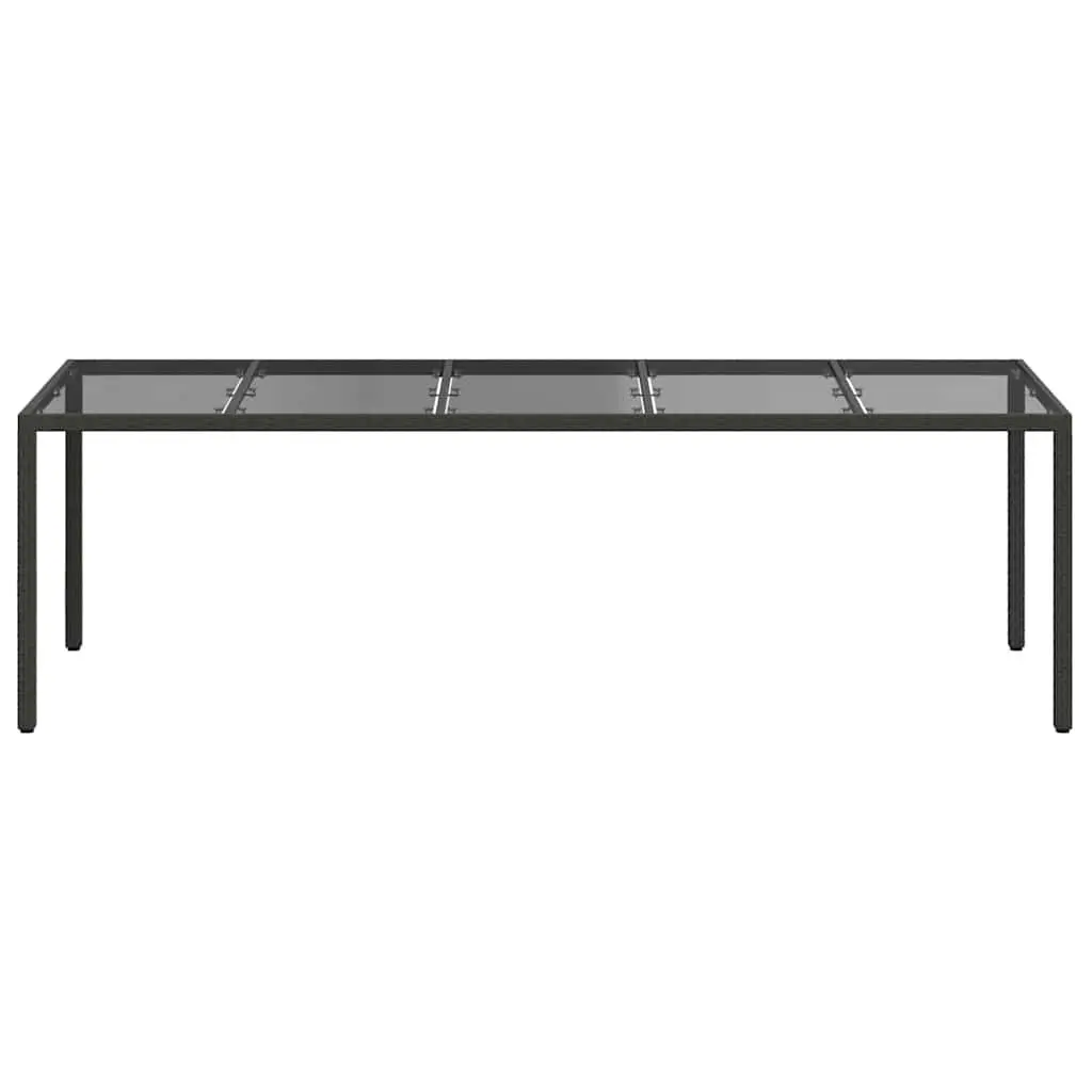 Garden Table Black 250x100x75cm Outdoor Dining Poly Rattan Steel Frame