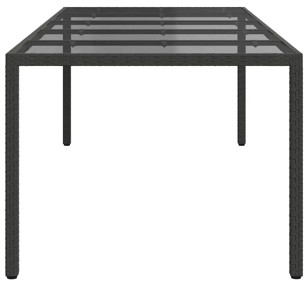 Garden Table Black 250x100x75cm Outdoor Dining Poly Rattan Steel Frame