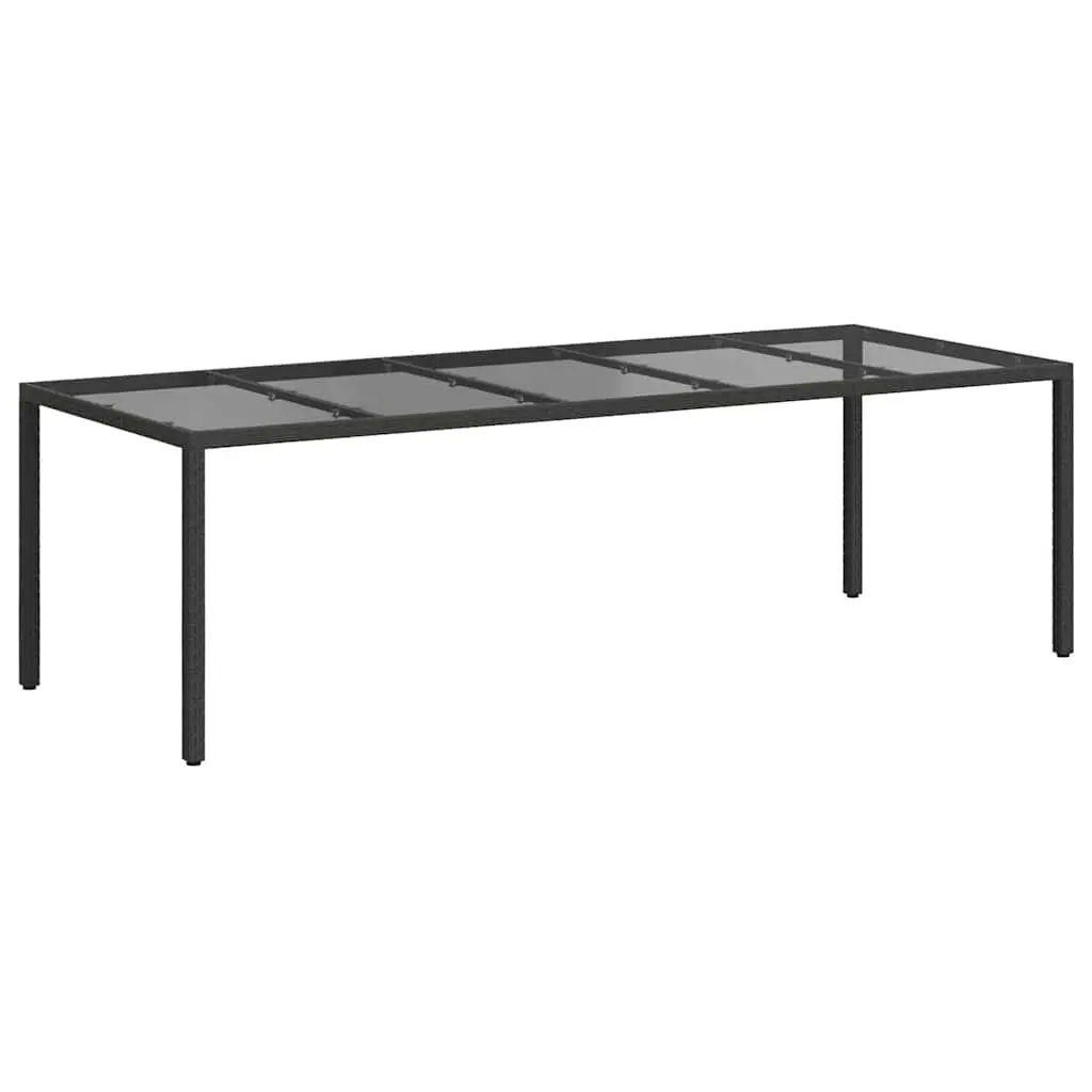 Garden Table Black 250x100x75cm Outdoor Dining Poly Rattan Steel Frame