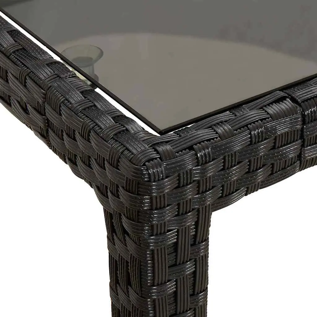 Garden Table Black 250x100x75cm Outdoor Dining Poly Rattan Steel Frame
