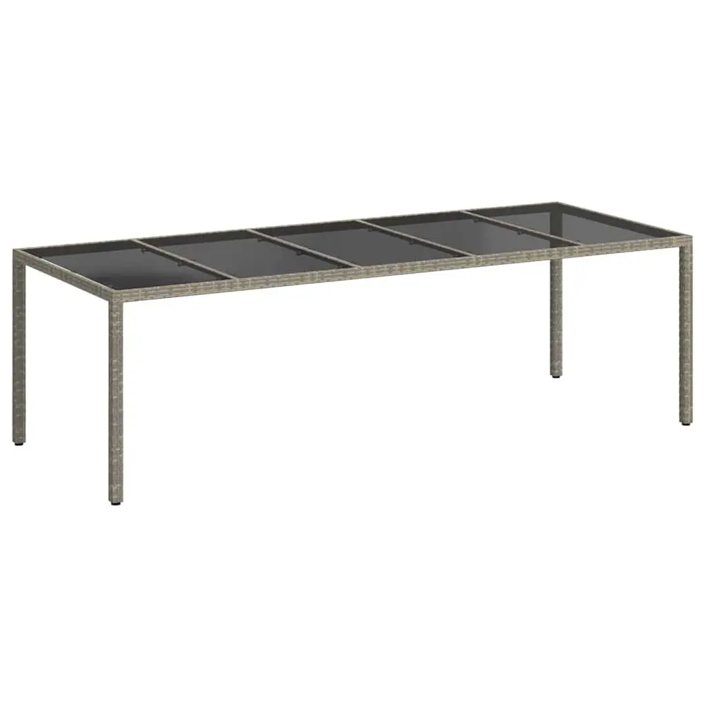 Garden Dining Table Grey 250x100x75cm Outdoor Poly Rattan Steel Frame