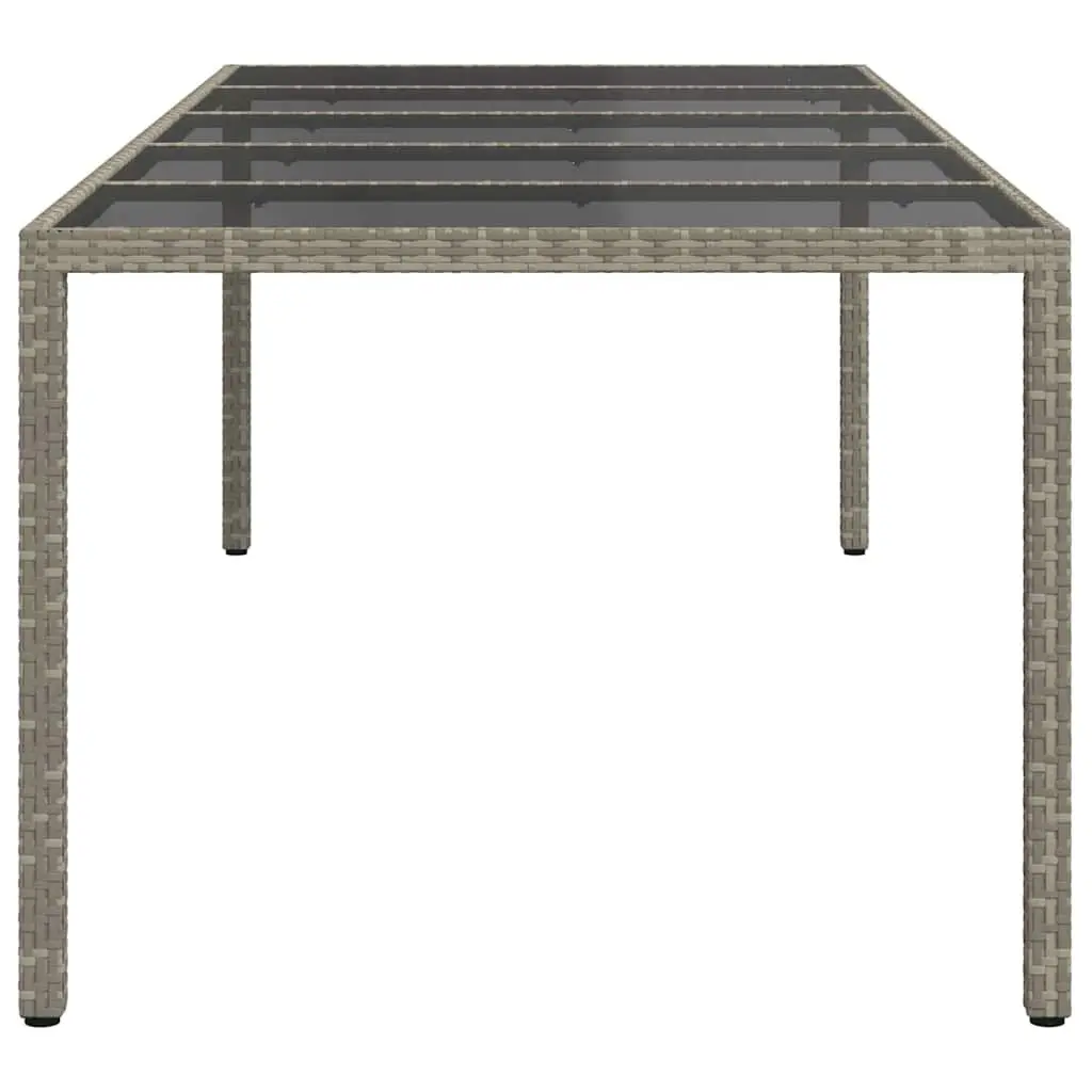Garden Dining Table Grey 250x100x75cm Outdoor Poly Rattan Steel Frame
