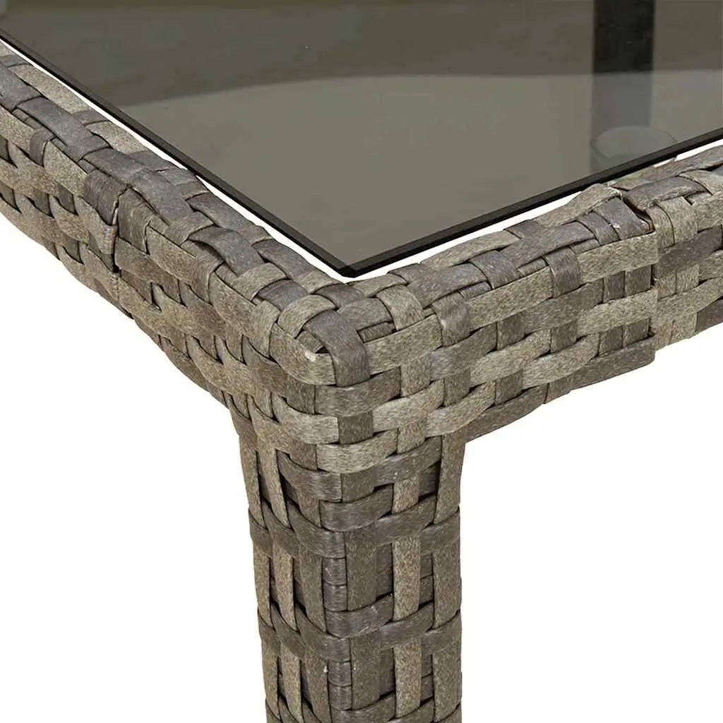 Garden Dining Table Grey 250x100x75cm Outdoor Poly Rattan Steel Frame
