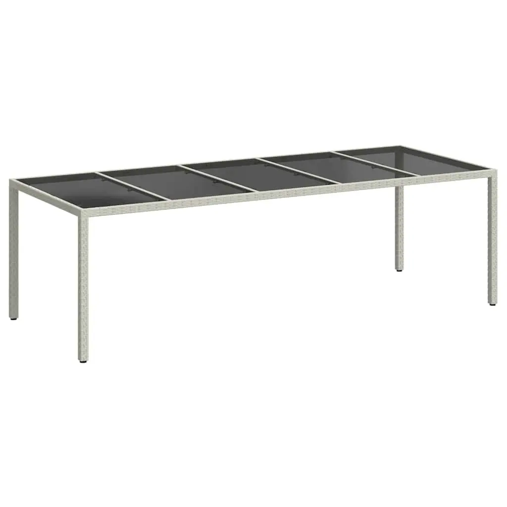 Garden Table White Poly Rattan Tempered Glass 250x100x75cm