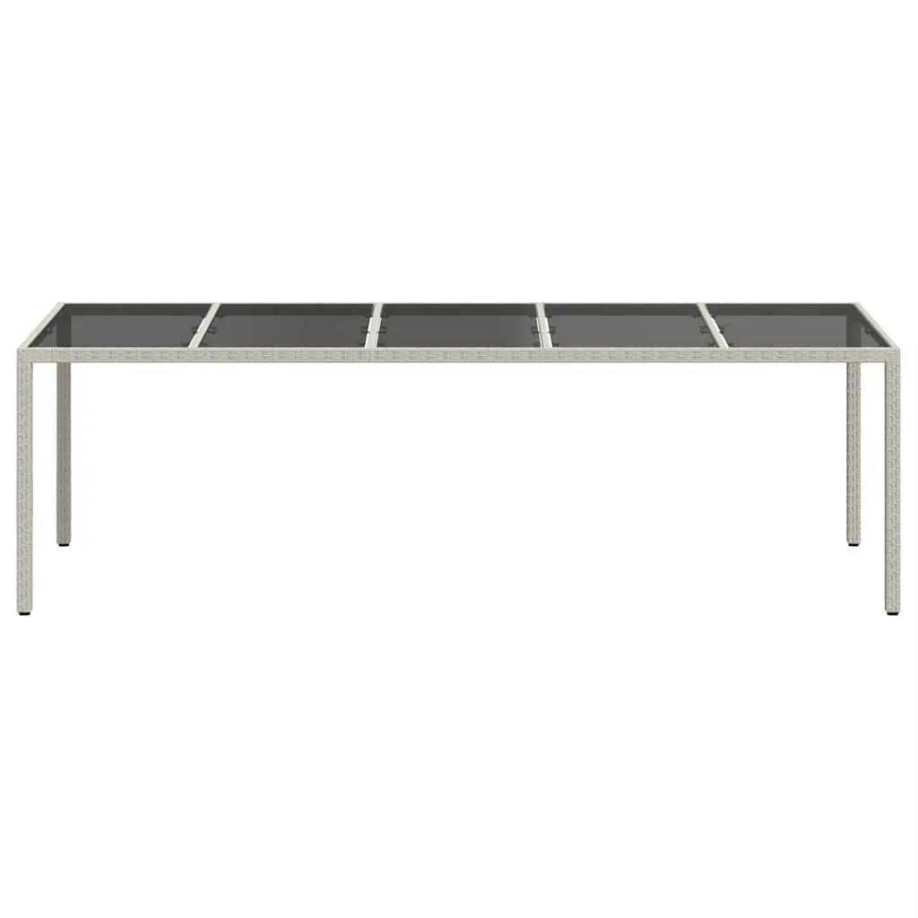 Garden Table White Poly Rattan Tempered Glass 250x100x75cm