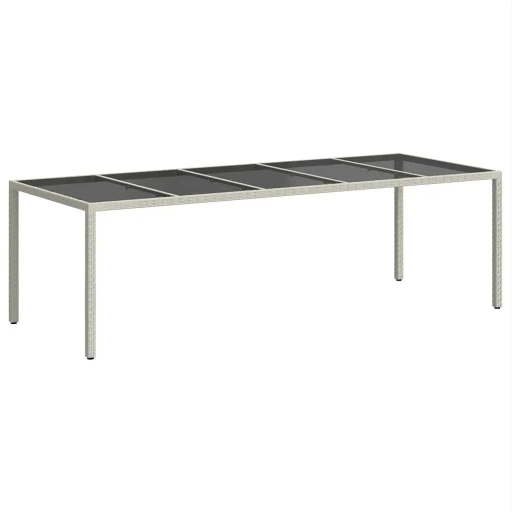 Garden Table White Poly Rattan Tempered Glass 250x100x75cm