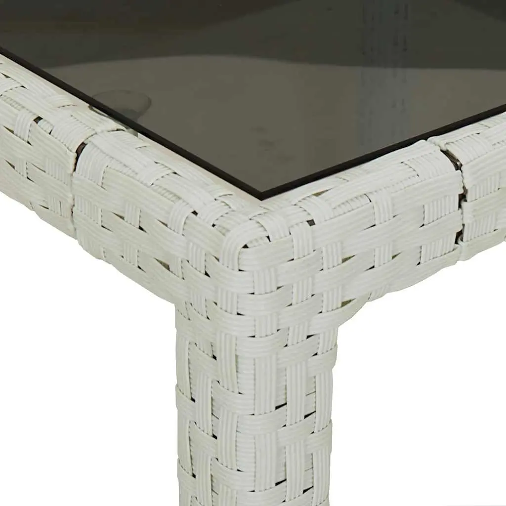 Garden Table White Poly Rattan Tempered Glass 250x100x75cm