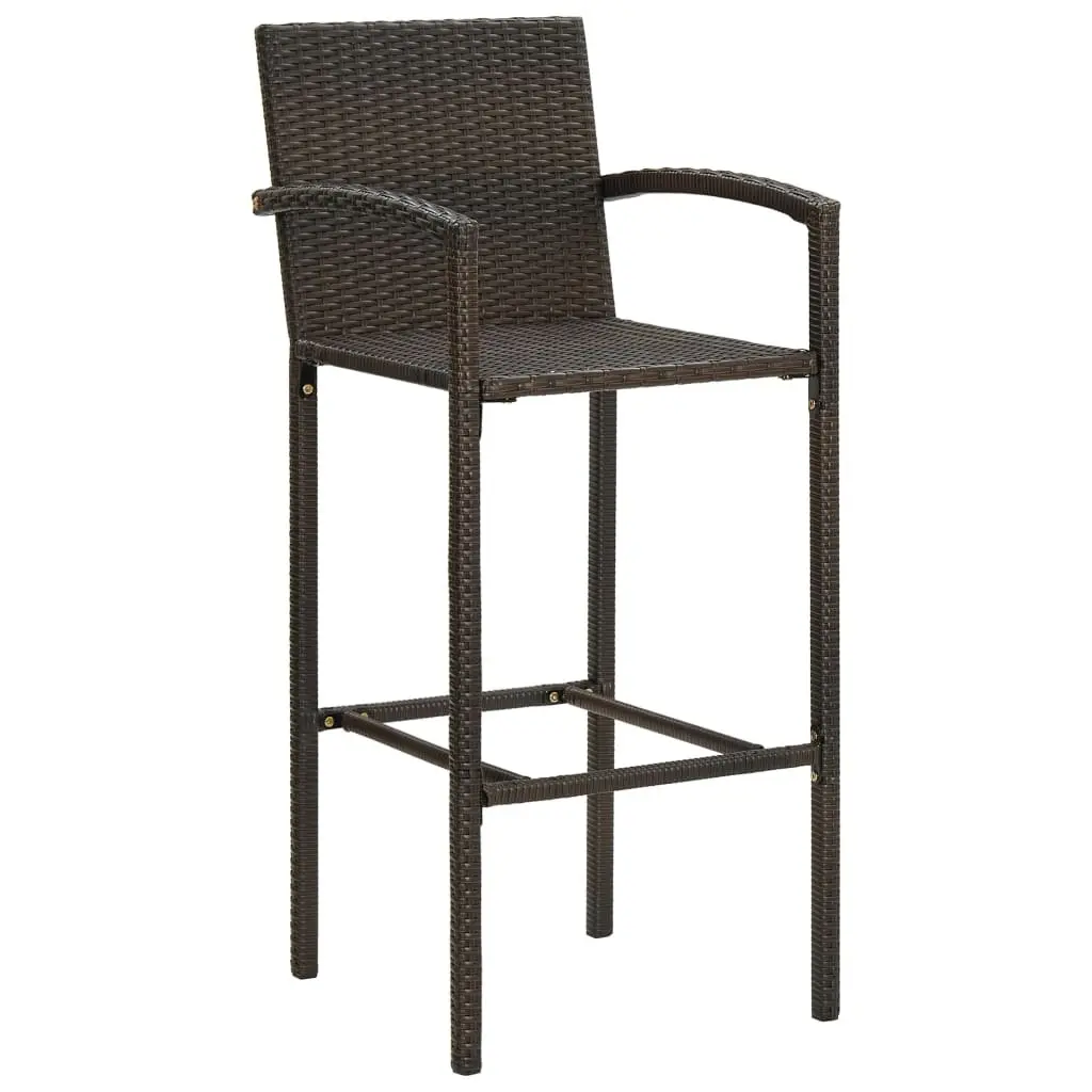 Bar Stools Brown Outdoor Indoor Kitchen Breakfast Seating 4 Piece with Armrests