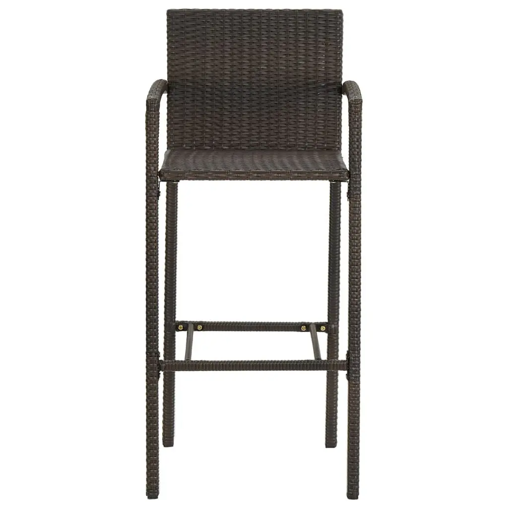 Bar Stools Brown Outdoor Indoor Kitchen Breakfast Seating 4 Piece with Armrests