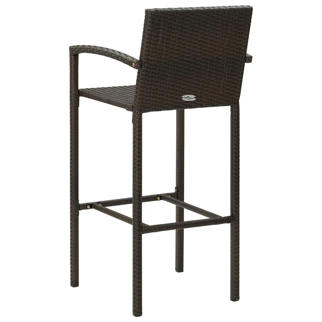 Bar Stools Brown Outdoor Indoor Kitchen Breakfast Seating 4 Piece with Armrests