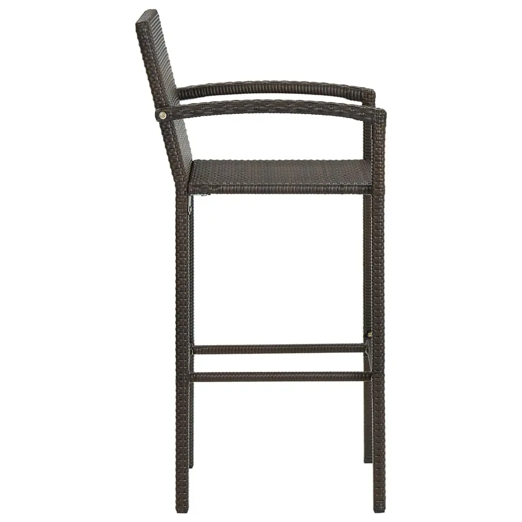 Bar Stools Brown Outdoor Indoor Kitchen Breakfast Seating 4 Piece with Armrests