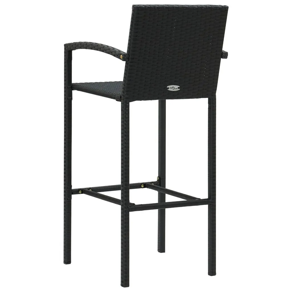 Bar Stools 4 pcs Black Poly Rattan Indoor Outdoor Kitchen Dining Seat with
