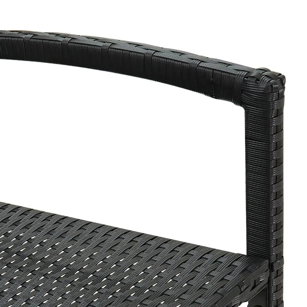 Bar Stools 4 pcs Black Poly Rattan Indoor Outdoor Kitchen Dining Seat with