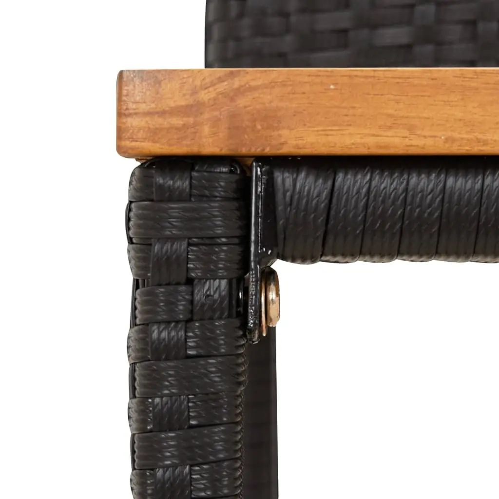 Bar Stools 2 pcs Black Outdoor Indoor Modern Design Poly Rattan Wooden Seat
