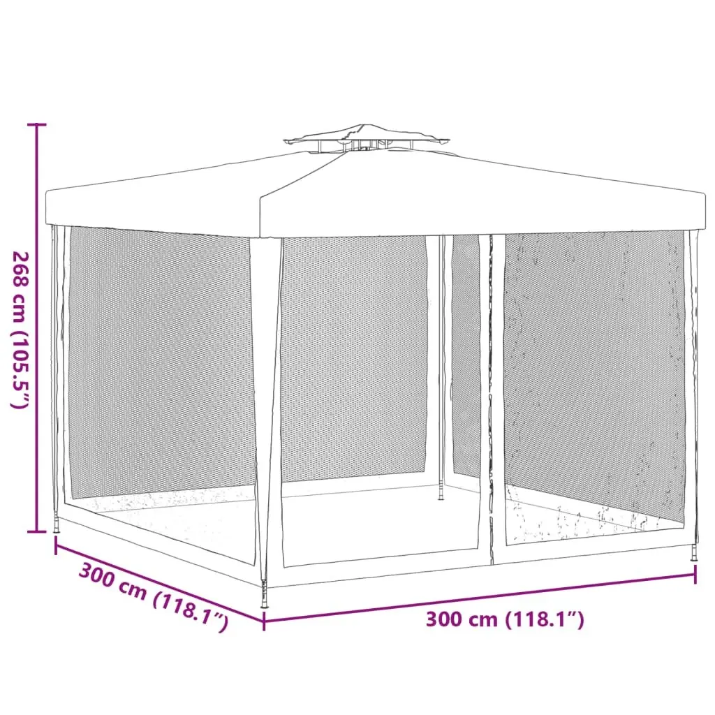 Gazebo Outdoor Shelter Double Roof 3x3m Garden Canopy Pavilion