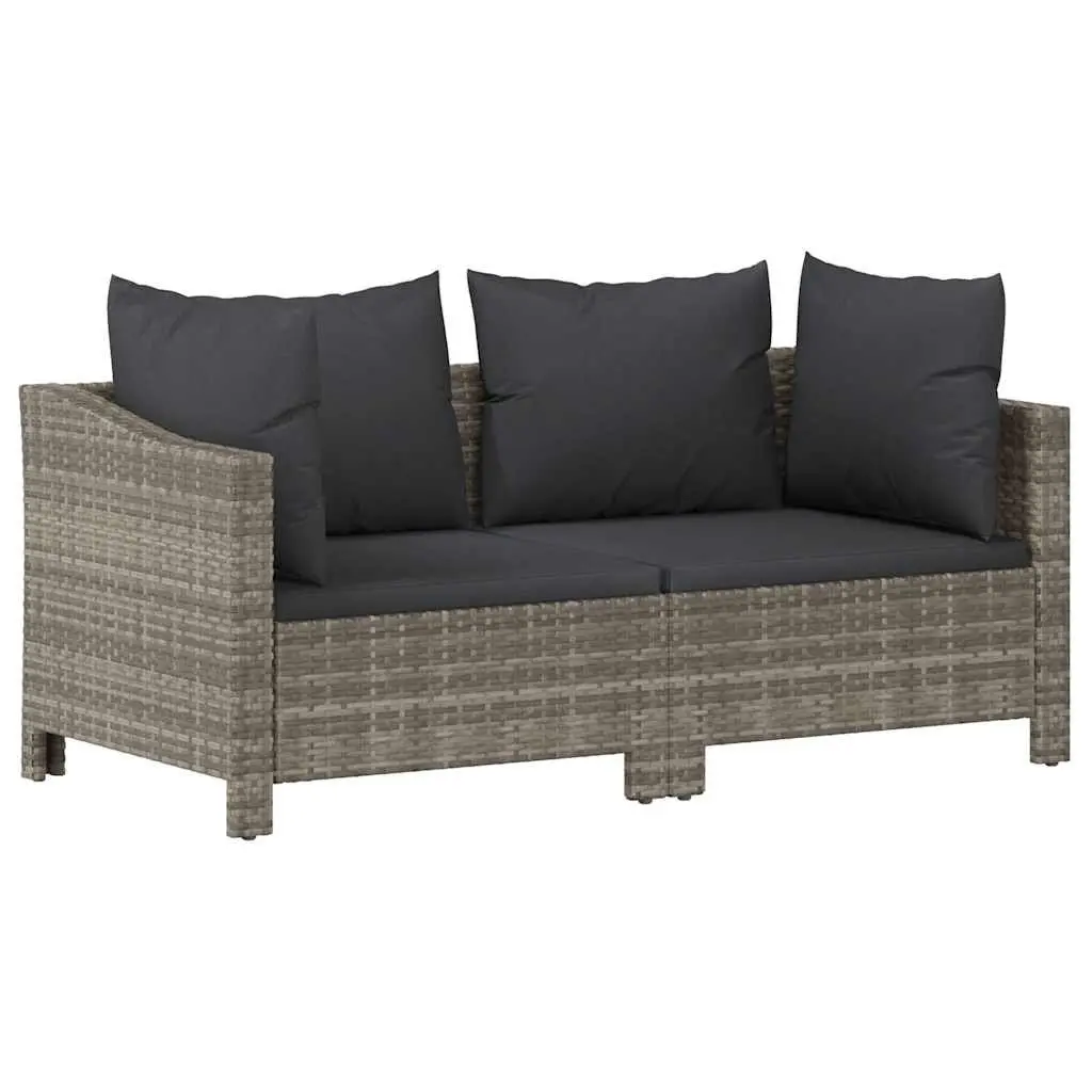 Garden Lounge Set Poly Rattan Grey 2 Piece Outdoor Furniture with Cushions