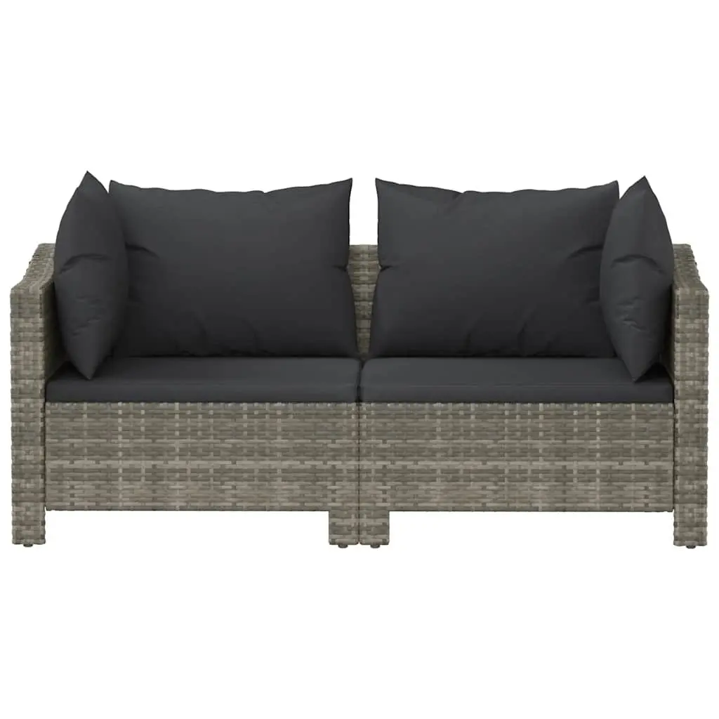 Garden Lounge Set Poly Rattan Grey 2 Piece Outdoor Furniture with Cushions
