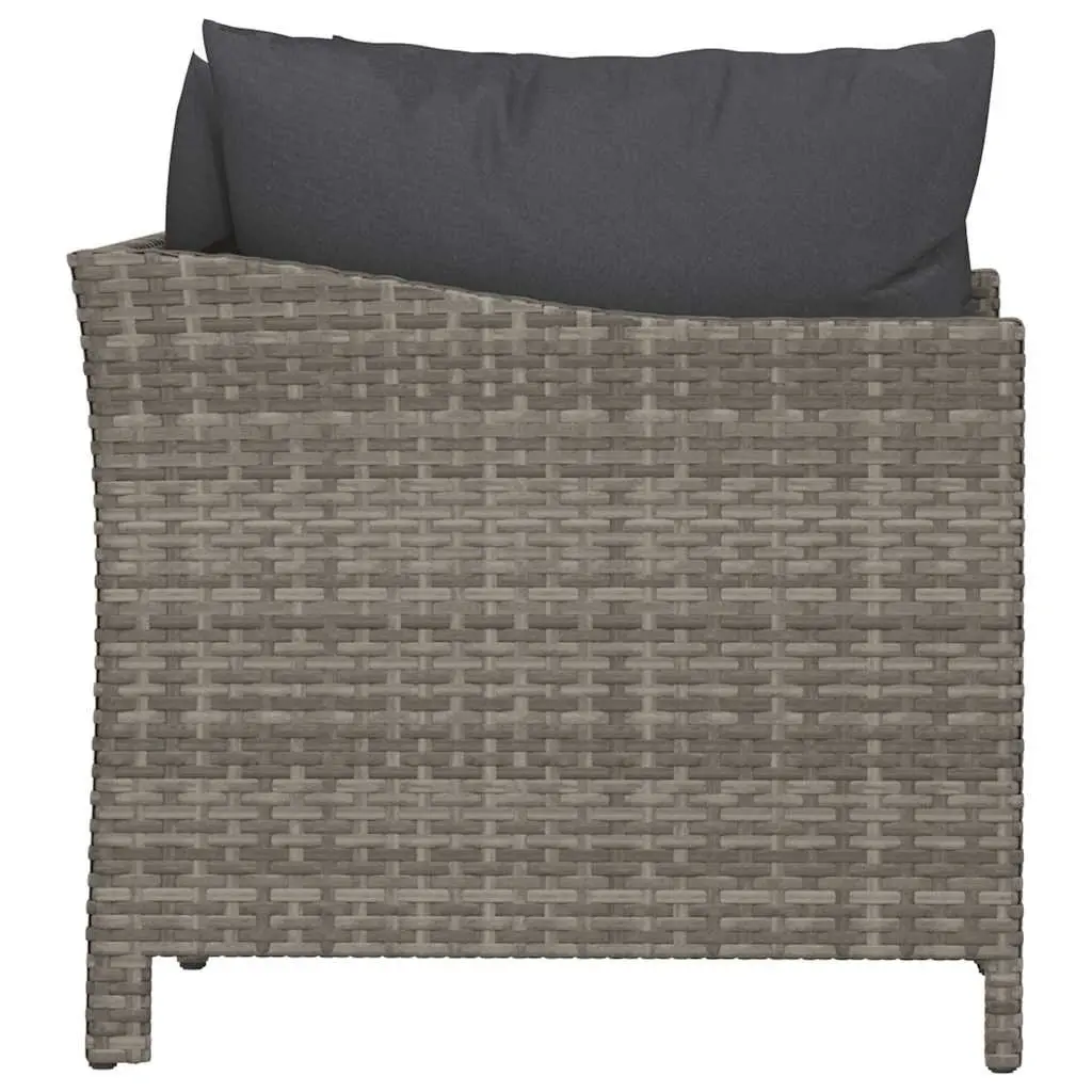 Garden Lounge Set Poly Rattan Grey 2 Piece Outdoor Furniture with Cushions