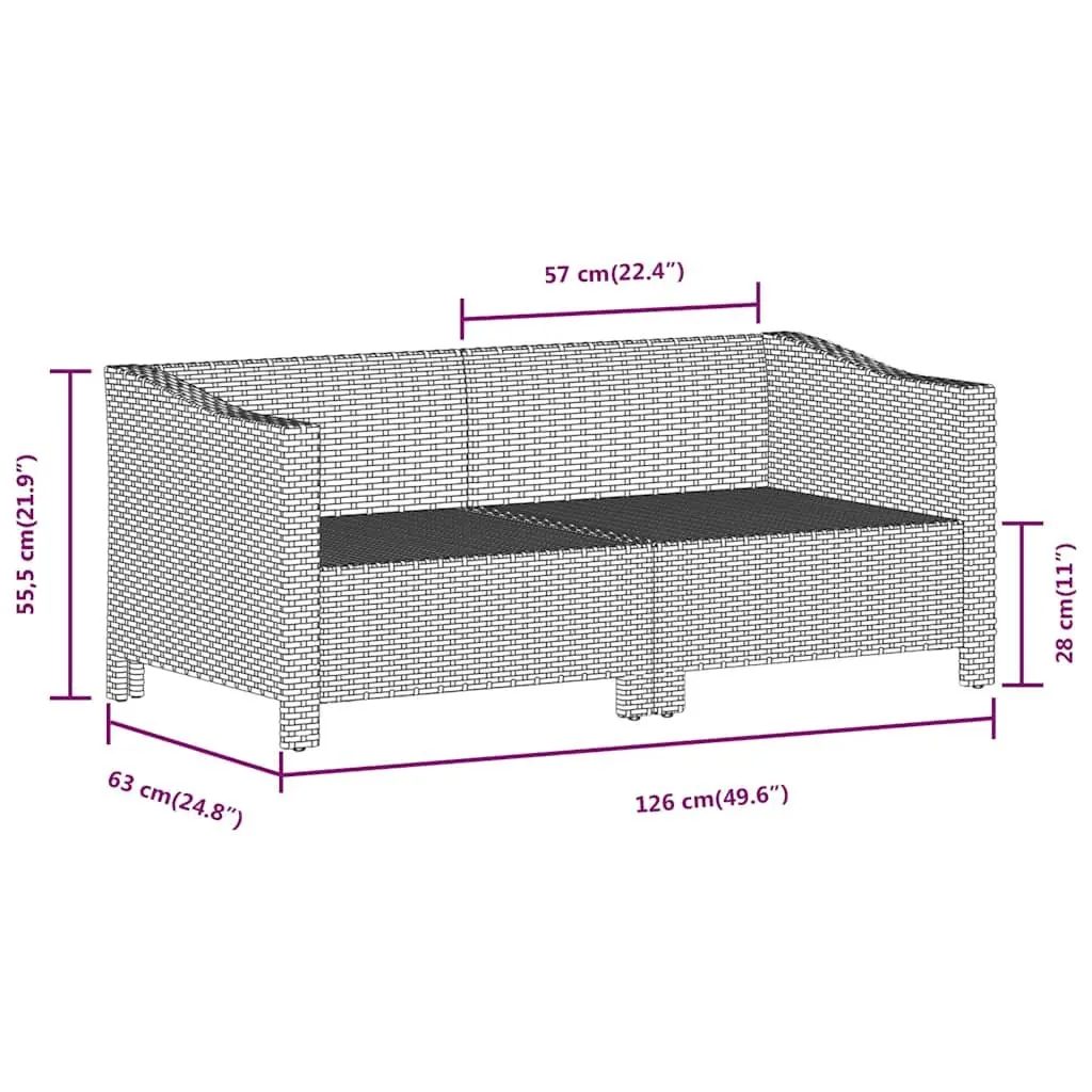 Garden Lounge Set Poly Rattan Grey 2 Piece Outdoor Furniture with Cushions