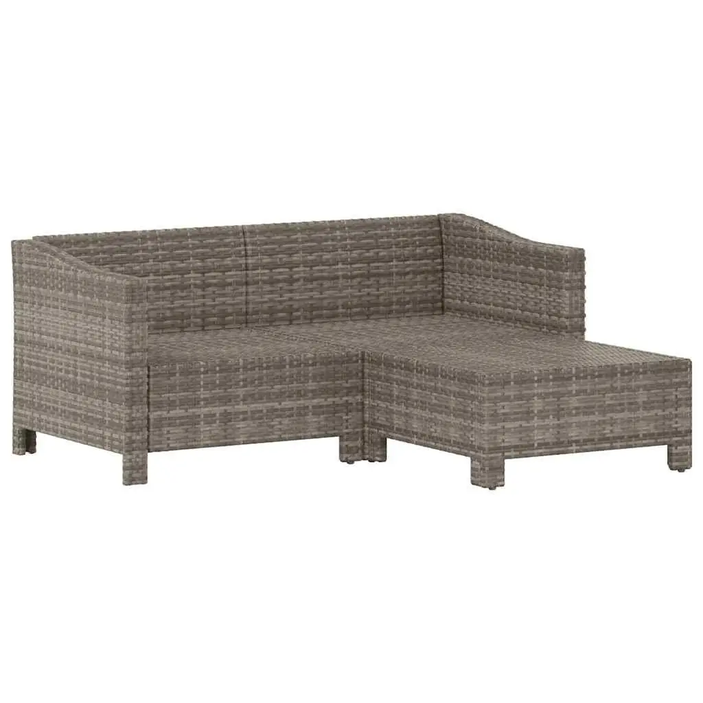 Poly Rattan Garden Lounge Set Grey Outdoor 3 Piece with Cushions