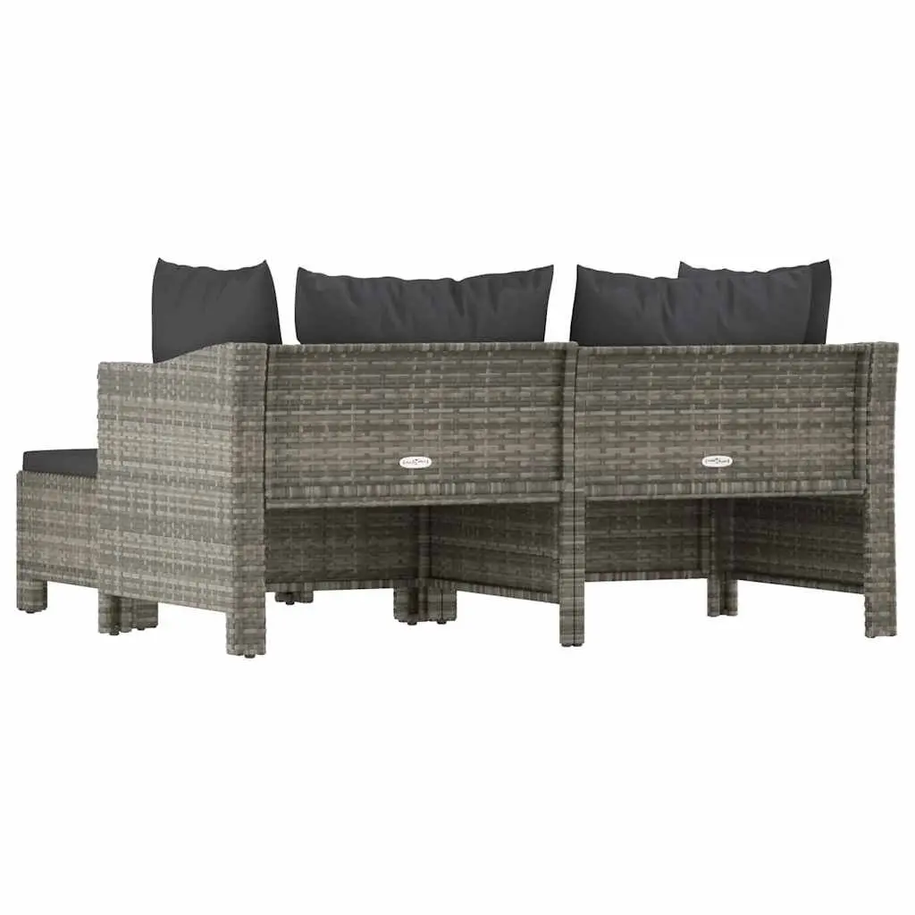 Poly Rattan Garden Lounge Set Grey Outdoor 3 Piece with Cushions