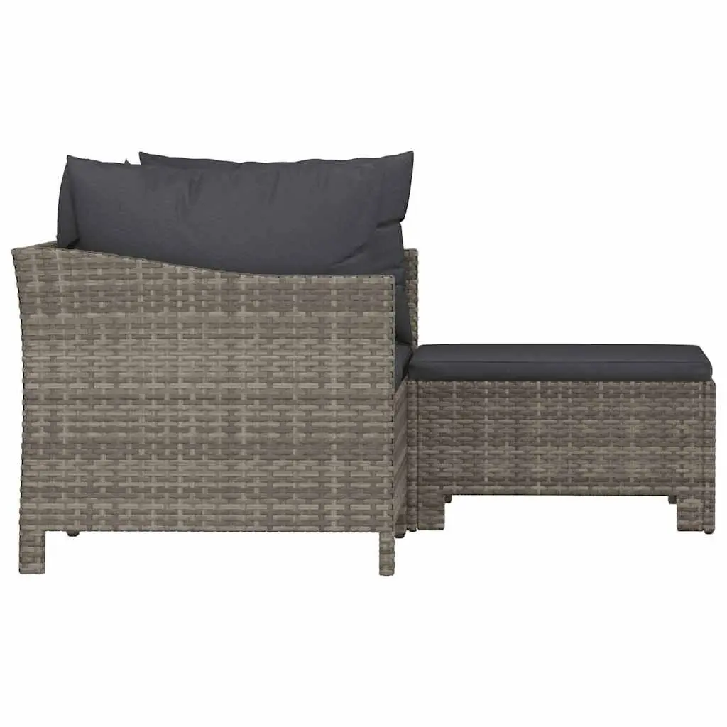 Poly Rattan Garden Lounge Set Grey Outdoor 3 Piece with Cushions