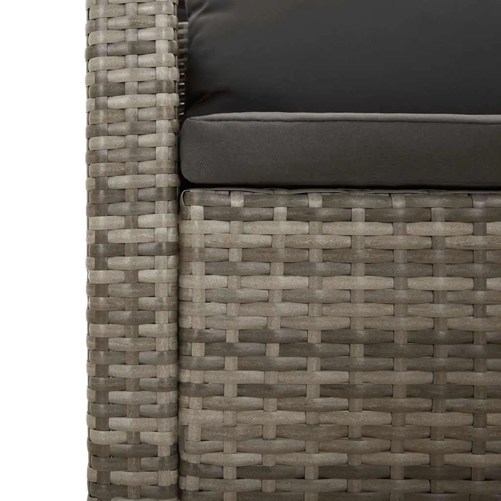 Poly Rattan Garden Lounge Set Grey Outdoor 3 Piece with Cushions