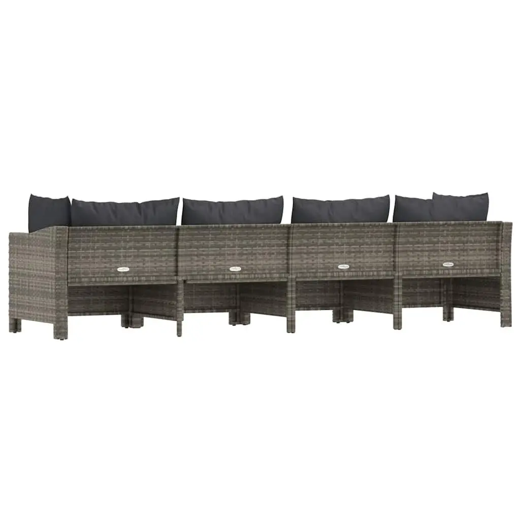 Garden Lounge Set Contemporary Grey Poly Rattan 4 Piece Outdoor Furniture with Cushions