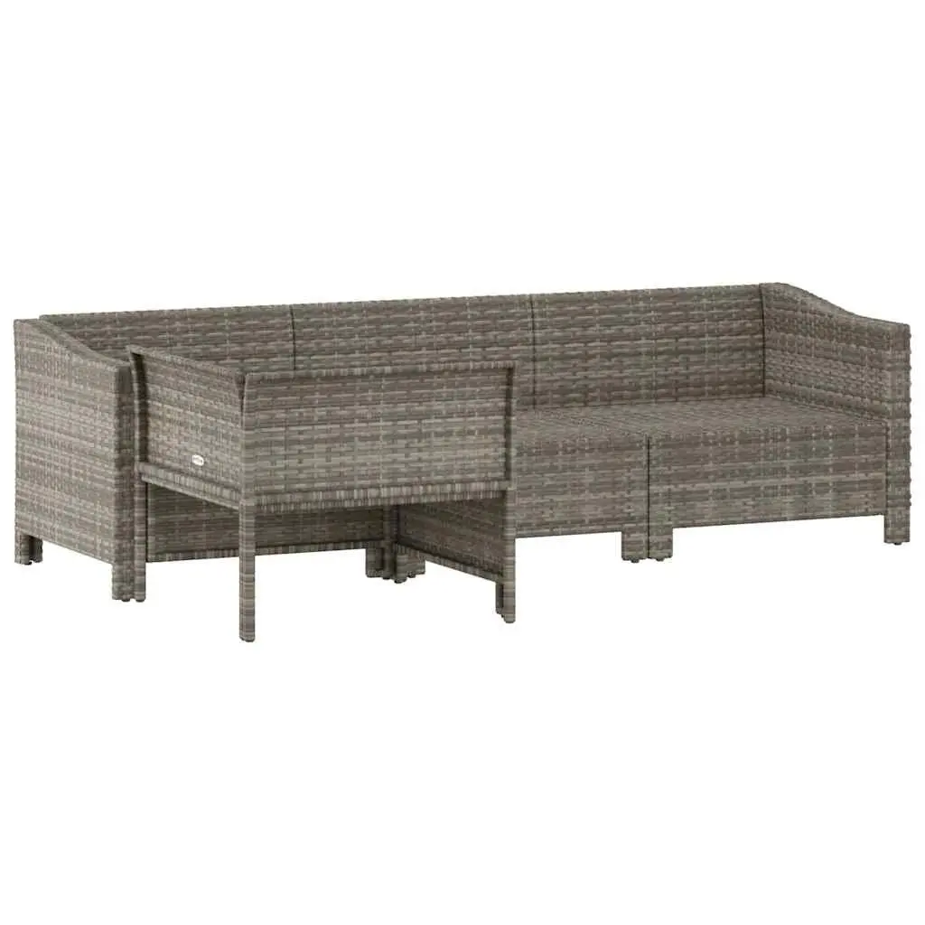 4 Piece Garden Lounge Set Grey Poly Rattan Outdoor Furniture