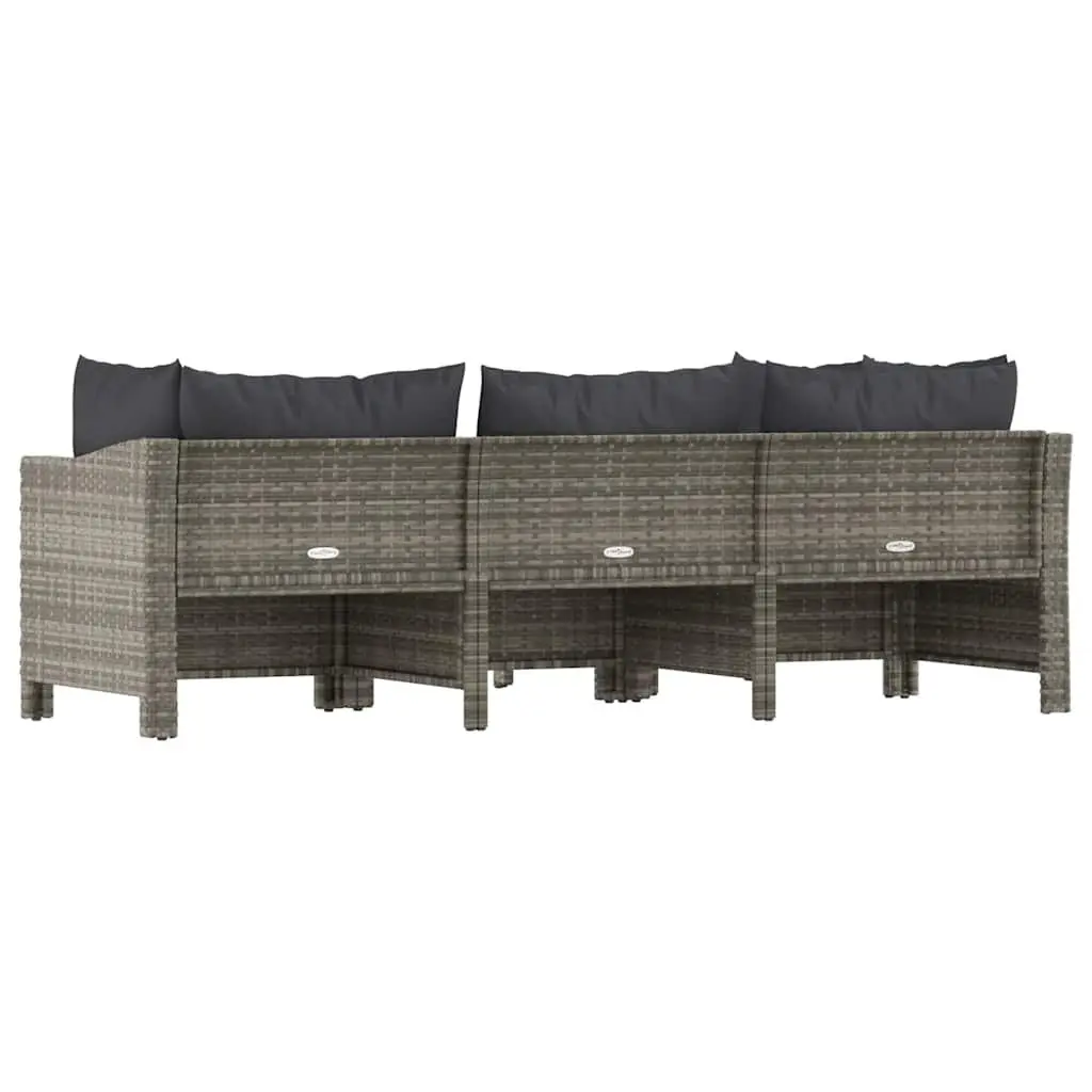 4 Piece Garden Lounge Set Grey Poly Rattan Outdoor Furniture