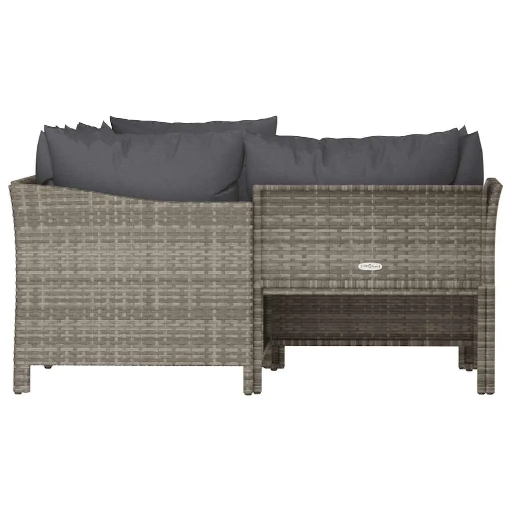 4 Piece Garden Lounge Set Grey Poly Rattan Outdoor Furniture