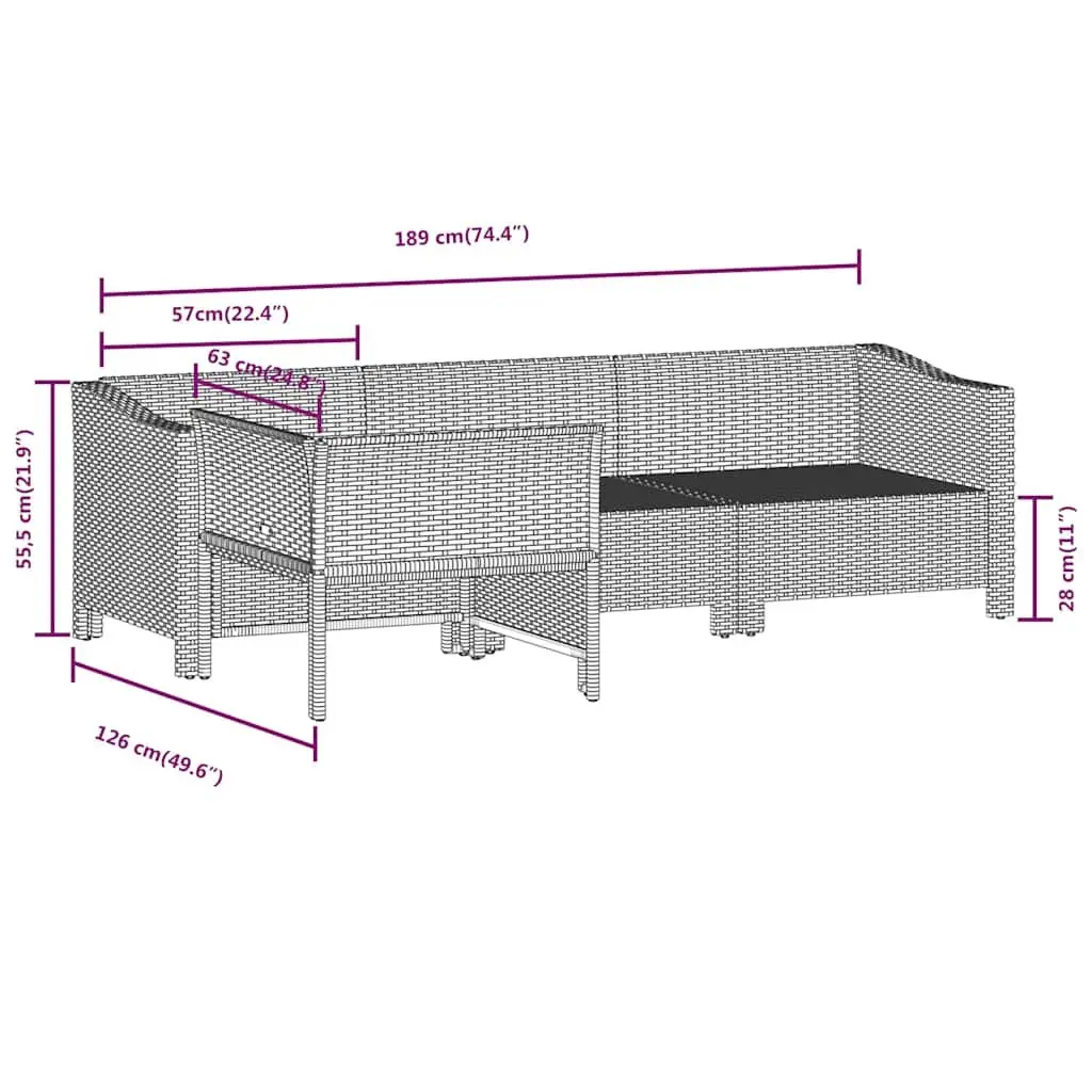 4 Piece Garden Lounge Set Grey Poly Rattan Outdoor Furniture