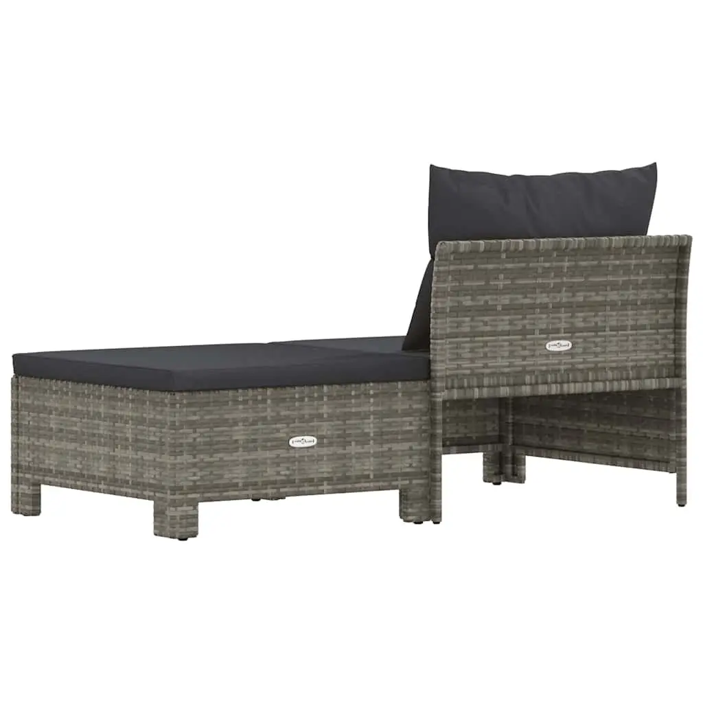 Garden Lounge Set Grey Poly Rattan 2 Piece Outdoor Furniture with Cushions