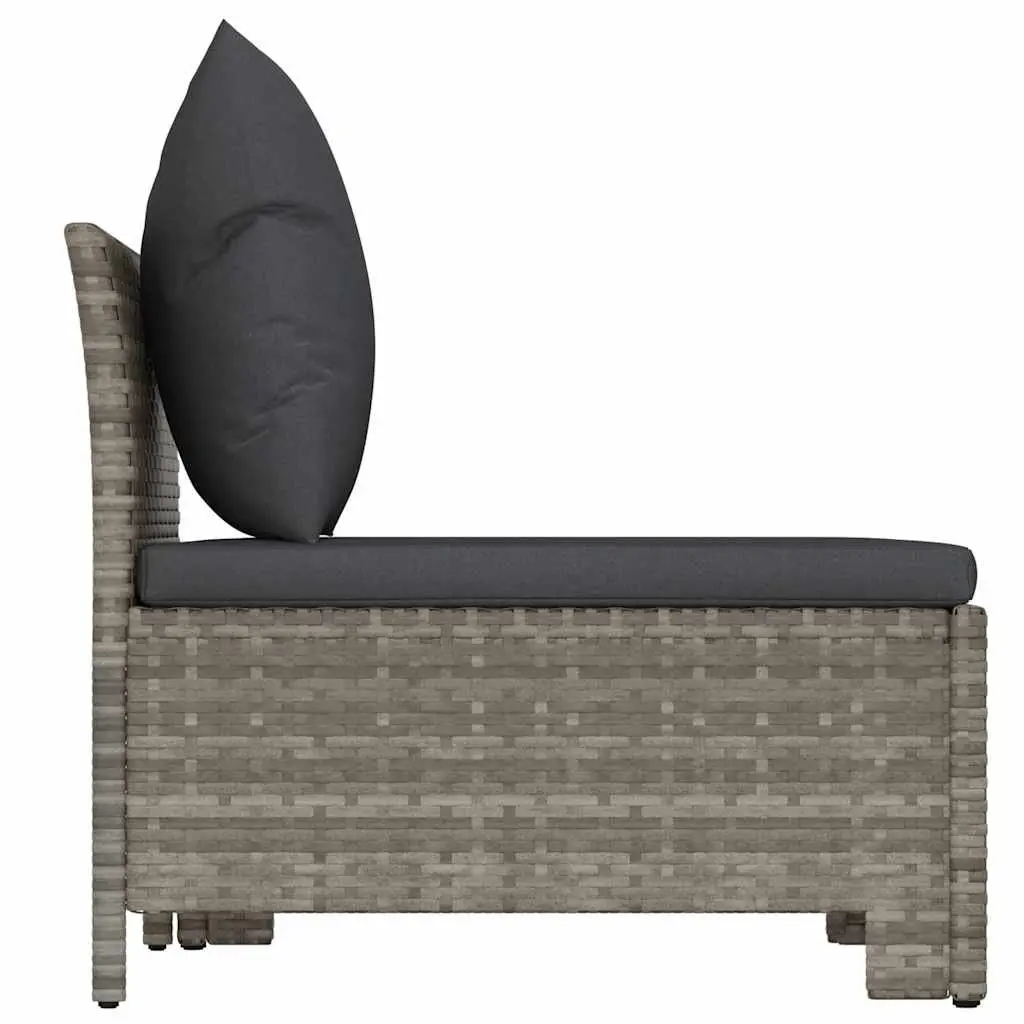 Garden Lounge Set Grey Poly Rattan 2 Piece Outdoor Furniture with Cushions