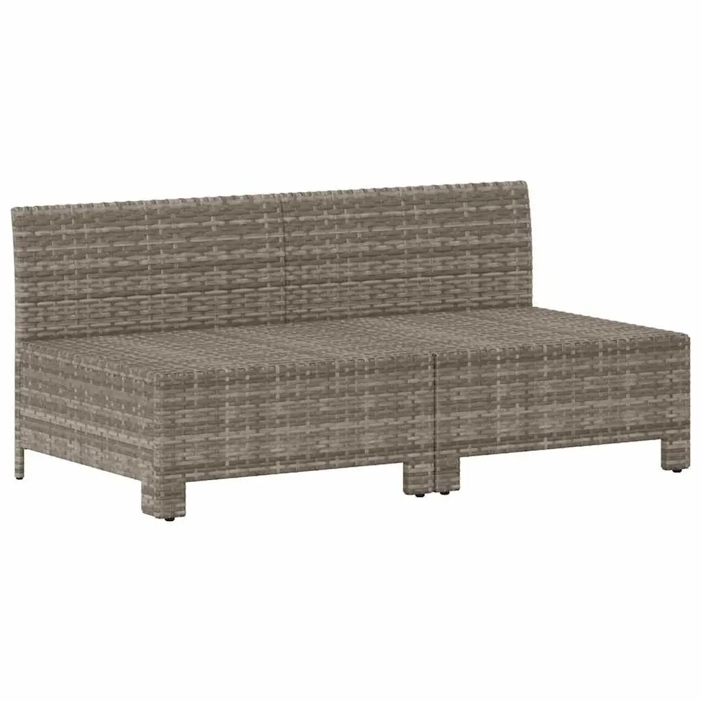 Outdoor Lounge Set Grey Rattan Garden Sofa 2-Seater with Cushions
