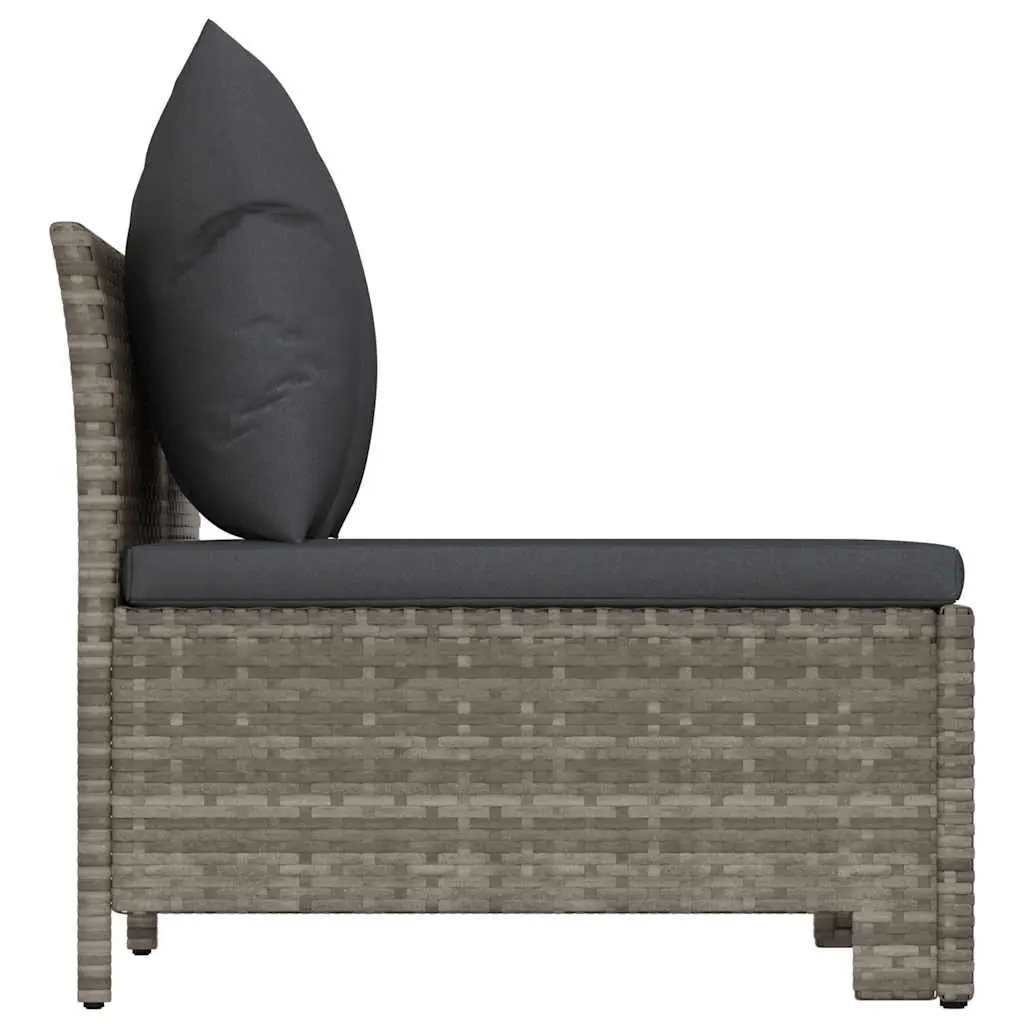 Outdoor Lounge Set Grey Rattan Garden Sofa 2-Seater with Cushions